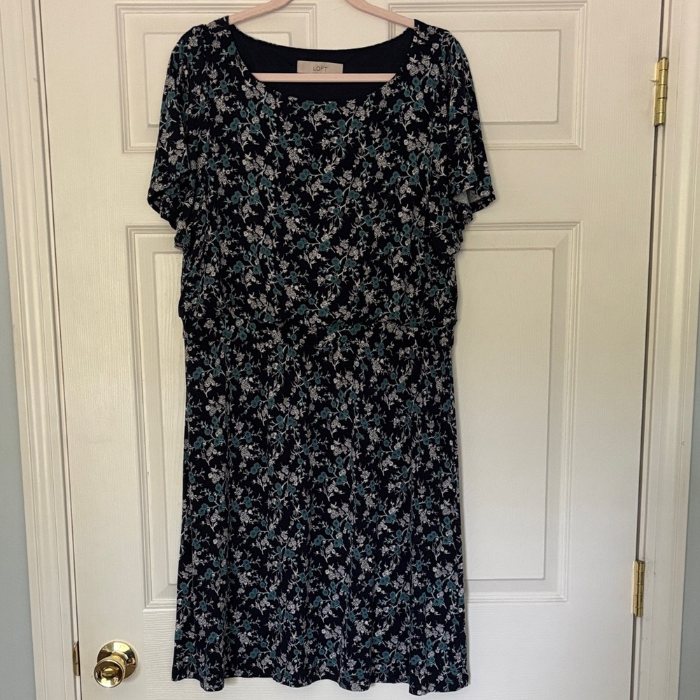 Loft navy floral dress